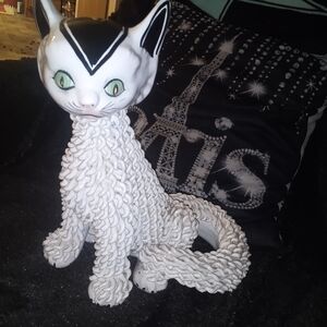 Charming Black and White Cat Figurine